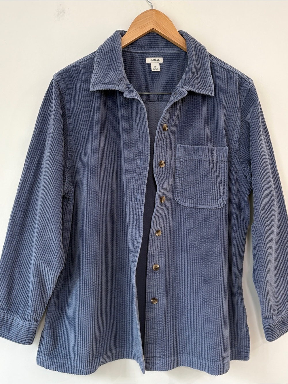 L.L.Bean Corduroy Shirt Jacket Womens Sz M Blue Button Front Shacket Cotton - Picture 2 of 7